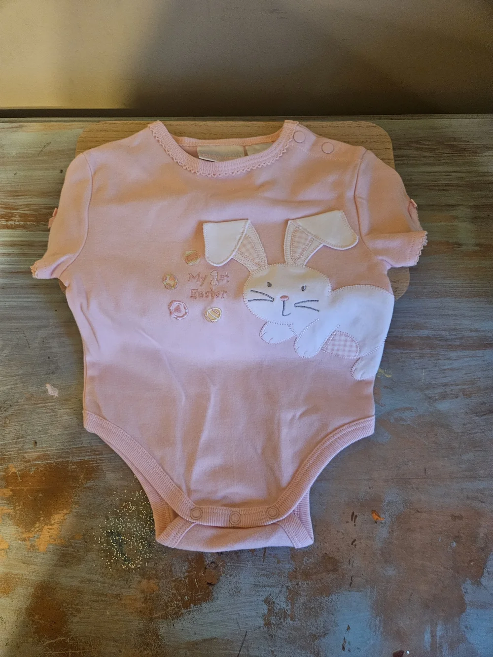 Miniwear Pink Bunny Applique One-Piece Bodysuit